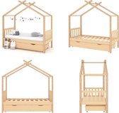 vidaXL Kinderbedframe met lade massief grenenhout 80x160 cm - Kinderbedframe - Kinderbedframes - Bed - Bedden