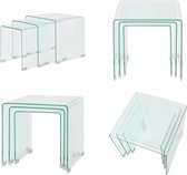 vidaXL Ensemble de tables d'appoint 3 pièces Verre trempé transparent - Set de tables d'appoint - Ensembles de tables d'appoint - Table d'appoint - Tables d'appoint