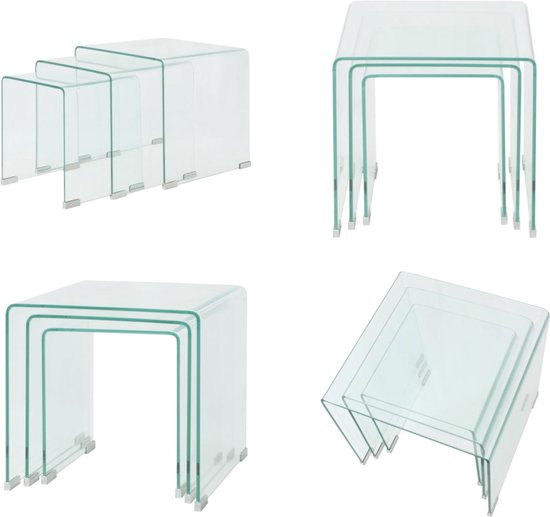 Kare Design Beam | Glazen bijzettafels set van 2