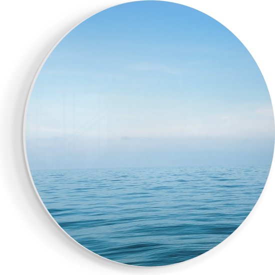 Artaza Forex Muurcirkel Zee Met Een Blauw Hemel Achtergrond - 70x70 cm - Wandcirkel - Rond Schilderij - Wanddecoratie Cirkel - Muurdecoratie
