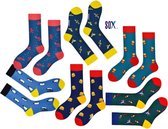 CRAZY SOX 6 PACK Multipack Felle Tekening Vissen/Vuurtoren/Surfers 40/46 in Katoen en Naadloos