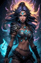 Anime Poster | Femme Affiche | Fantaisie | Guerrière | 51x71cm | Décoration murale | Affiche murale | MT | Convient pour l'encadrement