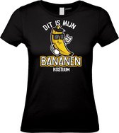 Dames t-shirt Bananen Kostuum | Carnavalskleding dames | Carnaval Kostuum | Foute Party | Zwart Dames | maat L