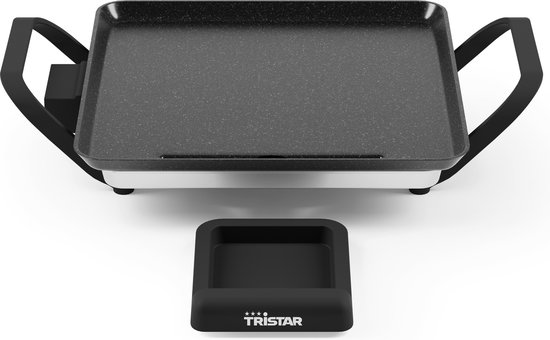 Tristar grillplaat met afneembare handgrepen en opvangbakje.