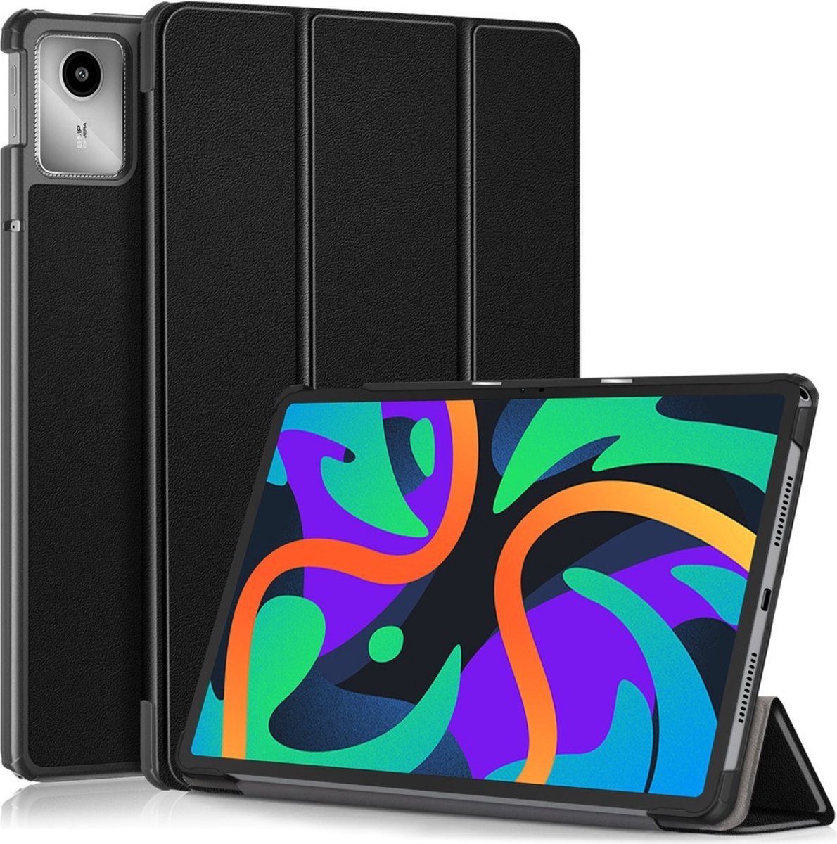 Tablethoes geschikt voor Lenovo Tab M11 Hoesje - Tri-Fold Book Case met Wake/Sleep - Zwart