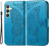 Coverup Vlinder Book Case - Geschikt voor Samsung Galaxy S24 Hoesje - Blauw