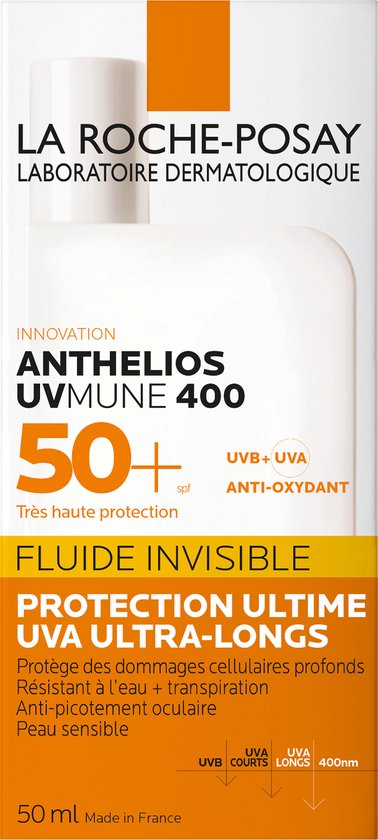 La Roche-Posay Anthelios UVMune 400 Onzichtbare Zonnebrand Fluide SPF50+ 50ml voor een gevoelige huid - gezicht - La Roche-Posay