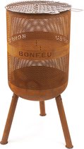 BonFeu BonVes 45 Roest Vuurkorf Staal - Vuurkorf met Grill en optioneel Plancha Bakken - Vuurkorf voor Sfeervolle Avonden - 45x45x100 cm