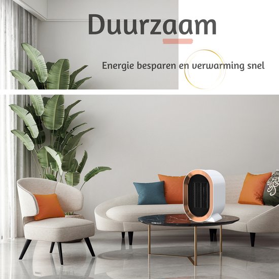 Eco Warmte® Premium Elektrische Verwarming - Elektrische Kachel - Ventilatorkachel - Keramische Kachel - Luxe Heater - 2 Standen - 800/1200 Watt - LED Indicatie - Wit