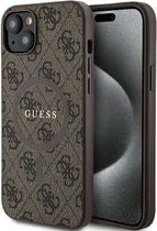 Coque arrière avec Ring coloré Guess 4G ( Compatible MagSafe) - Apple iPhone 15 Plus (6,7") - Marron