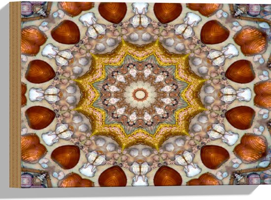 Hout - Figuren - Kaleidoscoop - Kleuren - 40x30 cm - 9 mm dik - Foto op Hout (Met Ophangsysteem)