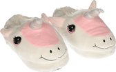 Eenhoorn sloffen - wit / roze - comfortabel - dieren pantoffels - volwassenen - unisex 37/38