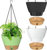 Hanglampen, set van 3, Ø 25 cm, bloemen hangpot, kunststof plantenhanger voor buiten, decoratie voor tuin, balkon, woonkamer (3 kleuren)