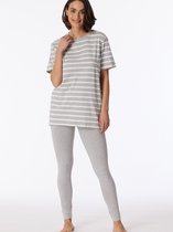 SCHIESSER Casual Essentials pyjamaset - dames pyjama lang T-shirt legging gestreept grijs-melange - Maat: 48