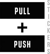 Stickers/ deurstickers | "Push" + "Pull" | Engels | 14 x 4 cm | Zwart | Duwen | Trekken | Winkelen | Retail | Shop | Ingang | Inkom | 1 + 1 stuks