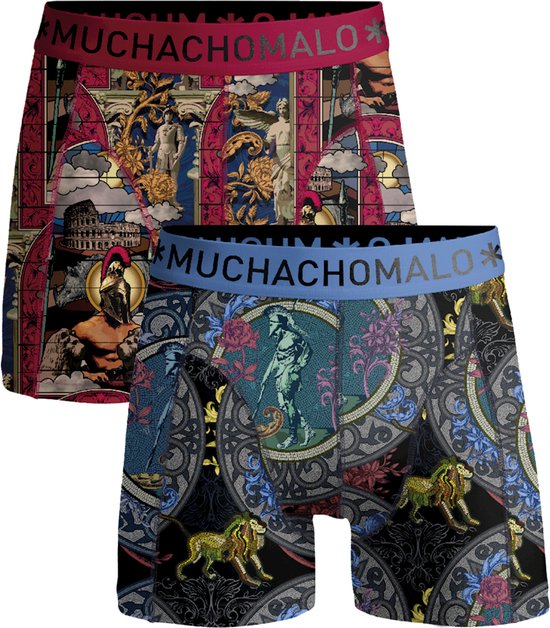 Muchachomalo Ondergoed Print Blauw Rood Rome Boxershort Katoen - Maat L