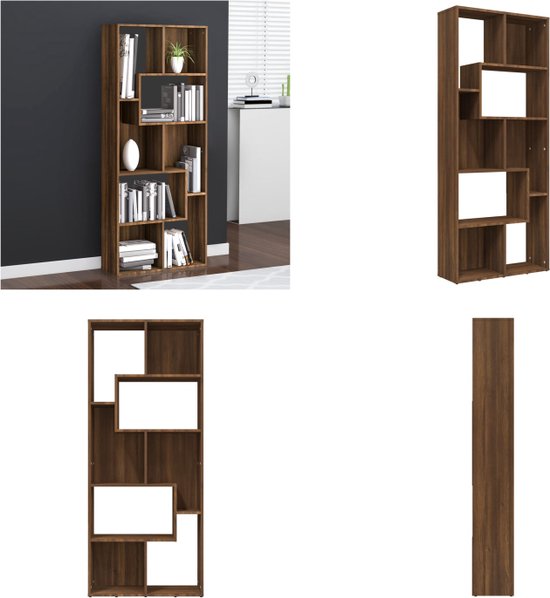 vidaXL Boekenkast 67x24x161 cm bewerkt hout bruineikenkleurig - Boekenkast - Boekenkasten - Boeken Kast - Dressoir