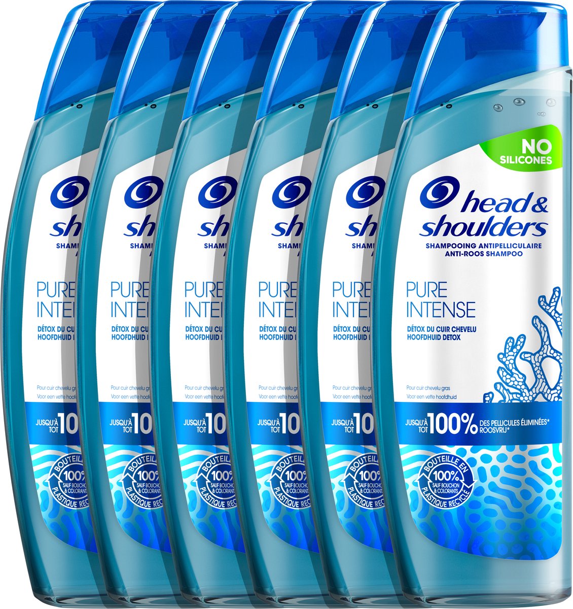 Head & Shoulders Pure Intense hoofdhuid detox anti-roos shampoo met zeemineralen - 6 x 250ml - voordeelverpakking