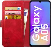 Rosso Element Book Case Wallet Hoesje Geschikt voor Samsung Galaxy A05 | Portemonnee | 3 Pasjes | Magneetsluiting | Stand Functie | Rood