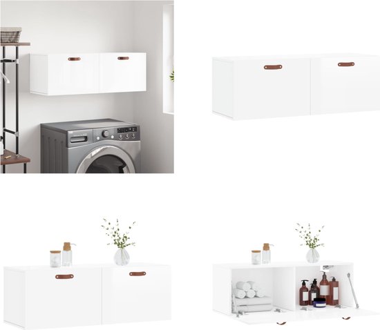 vidaXL Wandkast 100x36,5x35 cm bewerkt hout betongrijs, kast, halkast, bijzet kast, bijzetkast, gangkast, tv-kast, mediakast, kast voor woonkamer