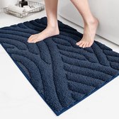 Badkamertapijt 40 x 60 cm, zachte microvezelbadmat, waterabsorberend, hoogpolige badmat, antislip wasbaar, badmat pluizig voor douche, badkamer, badkuip (blauw)