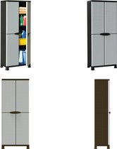 Tuinkast Met 3 Schappen 68X40X168 Cm Grijs En Zwart