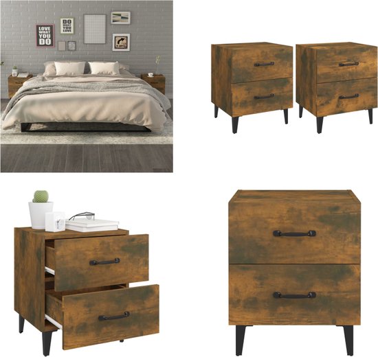 vidaXL Nachtkastjes 2 st met 2 lades 40x36,5x62 cm bruin eikenkleurig vidaXL Nachtkastjes 2 st met 2 lades 40x36,5x62 cm bruin eikenkleurig