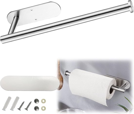 Toiletpapierhouder wit met plank en grijs deksel, toiletpapierhouder zonder boren, wc-rolhouder zelfklevend, wc-rolhouder wandmontage, toiletpapierhouder, grote ruimte voor papier