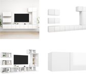vidaXL 8-delige Tv-meubelset spaanplaat hoogglans wit - Tv-kastenset - Tv-kastensets - Tv-kasten - Tv-meubelset