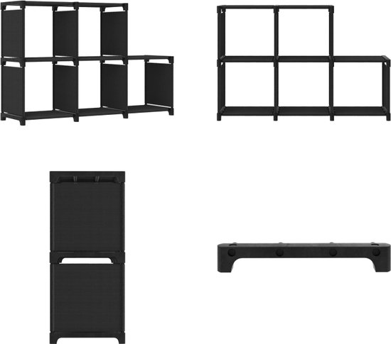 vidaXL Kast met 5 vakken 103x30x72-5 cm stof zwart - Opbergkast - Opbergkasten - Opbergrek - Opbergrekken