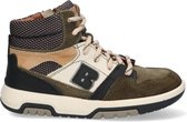 Braqeez 423855-469 Jongens Hoge Sneakers - Groen/Grijs/Beige - Nubuck - Veters