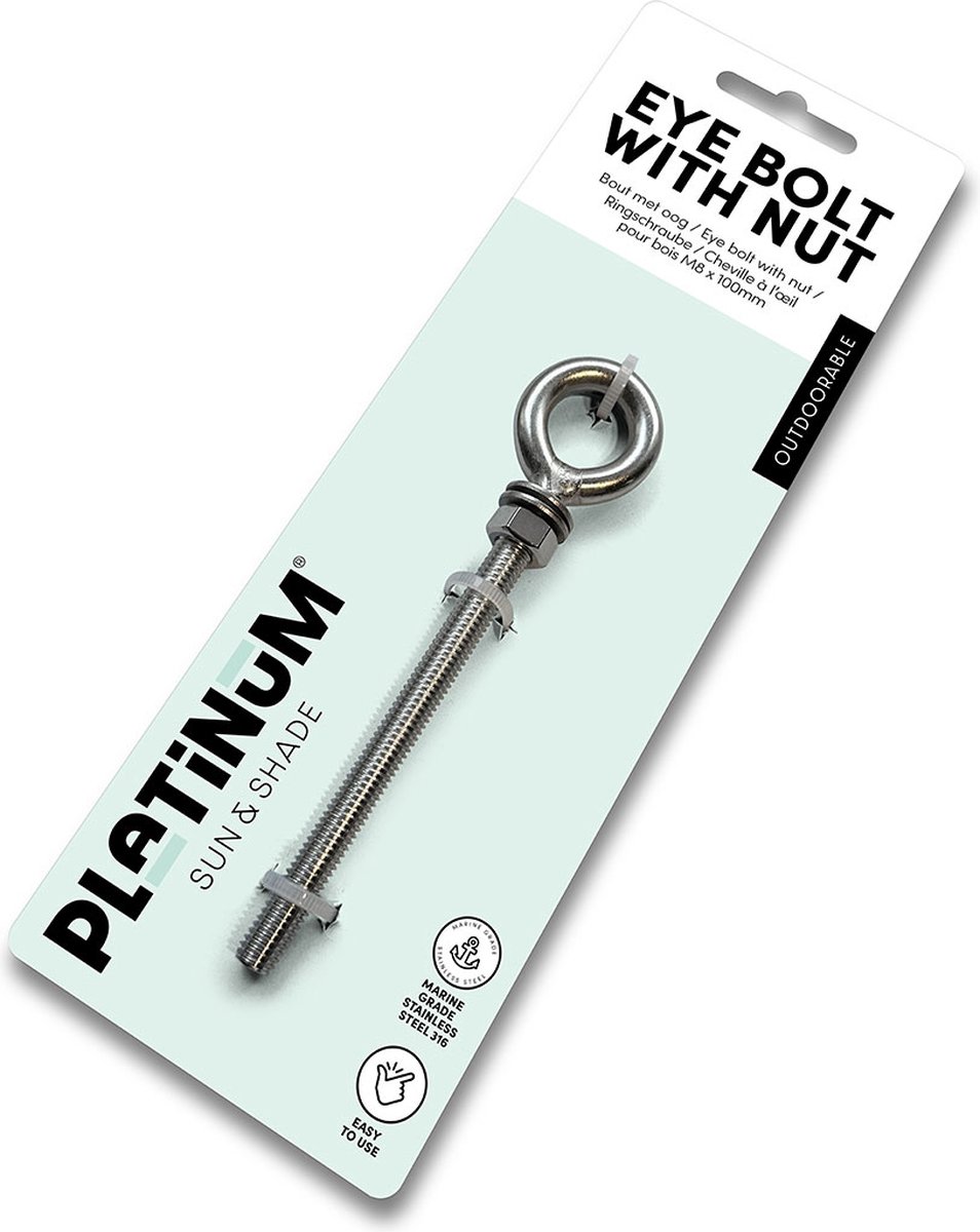 Platinum Boulon à œillet pour fixation de voile d'ombrage - M8x100mm
