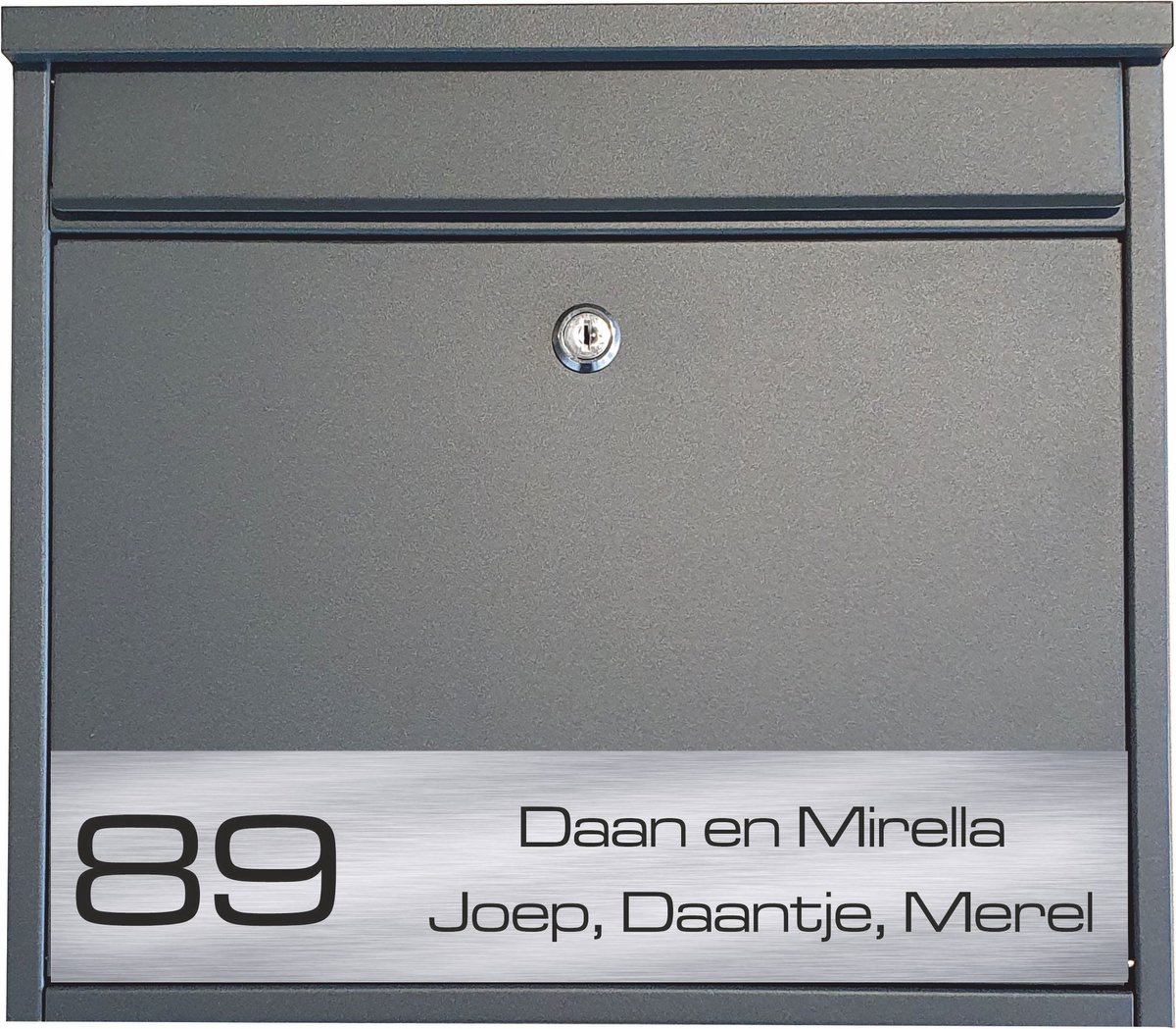 BR13 Brievenbus antraciet met naam en huisnummer 36x32x11.5cm