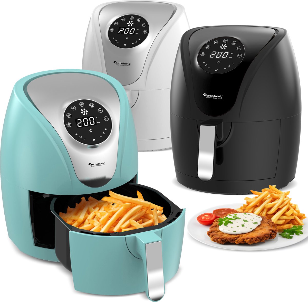 TurboTronic AF9D Digitale Airfryer - Heteluchtfriteuse - 3,5 Liter - Zwart/Zilver — afbeelding 6