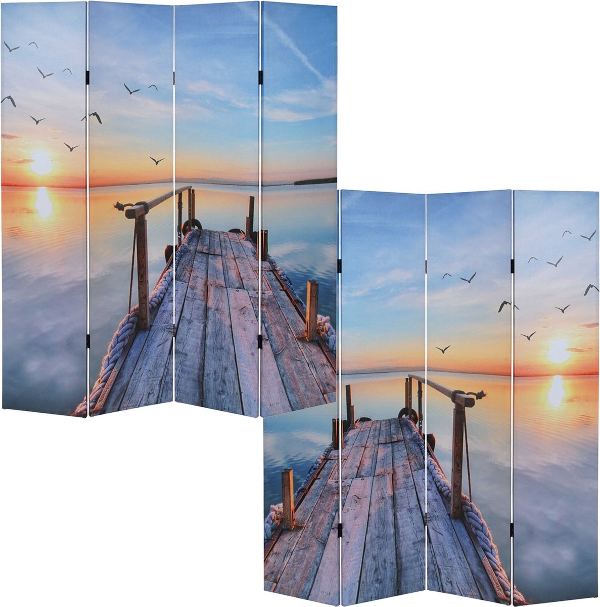 Cosmo Casa Fotoparavent - Paravent Scheidingswand - gecertificeerd 180x160cm - Zonsondergang Meerkleurig