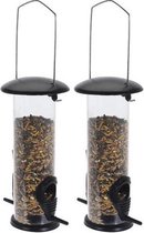 2x Tuinvogels hangende voeder silo 23 cm - Winter vogelvoer huisjes