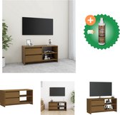 vidaXL Tv-meubel 80x31x39 cm massief grenenhout honingbruin - Kast - Inclusief Houtreiniger en verfrisser