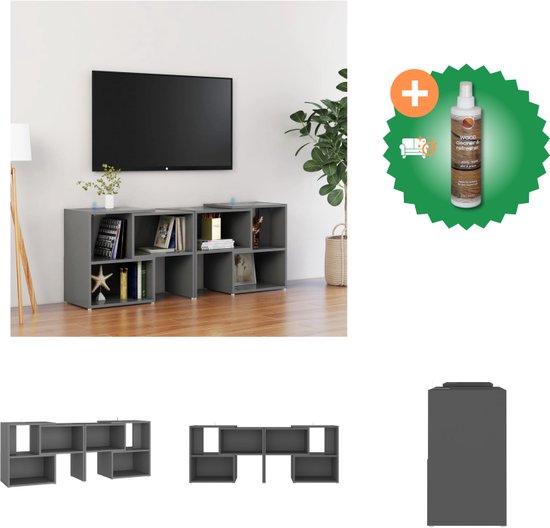vidaXL Tv-meubel meubel 104x30x52 cm spaanplaat grijs - Kast - Inclusief Houtreiniger en verfrisser
