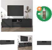 vidaXL Tv-meubel 140x35x40 cm bewerkt hout zwart - Kast - Inclusief Houtreiniger en verfrisser