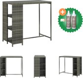 vidaXL Bartafel met opbergrek 120x60x110 cm poly rattan grijs - Tafel - Inclusief Onderhoudsset