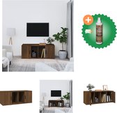vidaXL Tv-meubel 100x35x40 cm bewerkt hout bruineikenkleurig - Kast - Inclusief Houtreiniger en verfrisser