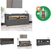 vidaXL Tv-meubel 114x35x52 cm massief grenenhout grijs - Kast - Inclusief Houtreiniger en verfrisser