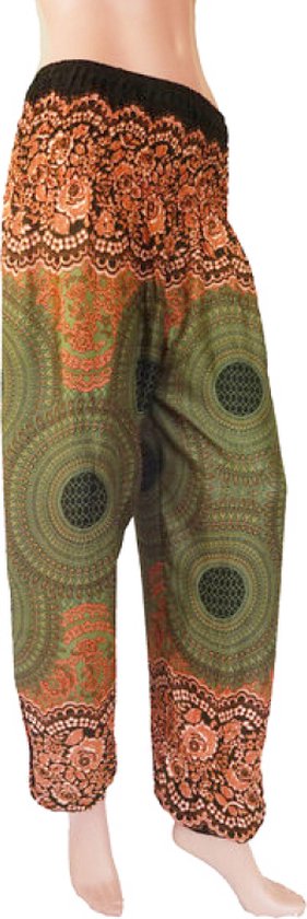 Sarouel - Pantalons de yoga - Pantalons d'été - femmes et hommes - M; taille 38, 40 et 42 Mandala vert