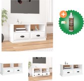 vidaXL Tv-meubel 93x35-5x45 cm bewerkt hout hoogglans wit - Kast - Inclusief Houtreiniger en verfrisser