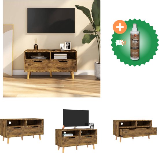 VidaXL Tv-meubel 80x35x54 Cm Spaanplaat Gerookt Eikenkleurig 3 123844 VidaXL Tv-meubel 80x35x54 Cm Spaanplaat Gerookt Eikenkleurig 3 123844