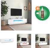 vidaXL Tv-meubel met LED-verlichting 160x35x40 cm hoogglans wit - Kast - Inclusief Houtreiniger en verfrisser
