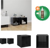 vidaXL Tv-meubelen 2 st 37x35x37 cm spaanplaat hoogglans zwart - Kast - Inclusief Houtreiniger en verfrisser