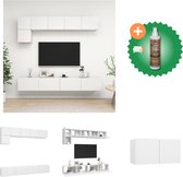 vidaXL 5-delige Tv-meubelset spaanplaat wit - Kast - Inclusief Houtreiniger en verfrisser