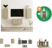 vidaXL 3-delige Tv-meubelset spaanplaat sonoma eikenkleurig - Kast - Inclusief Houtreiniger en verfrisser