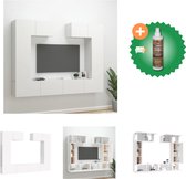 vidaXL 6-delige Tv-meubelset bewerkt hout hoogglans wit - Kast - Inclusief Houtreiniger en verfrisser